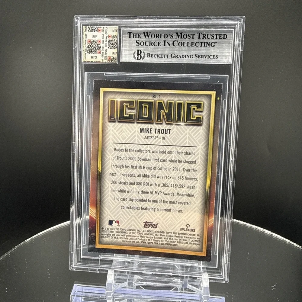 2023‎ Bowman Chrome - Iconic Mike Trout Triple Patch 2013 Game Worn Jersey BGS 9